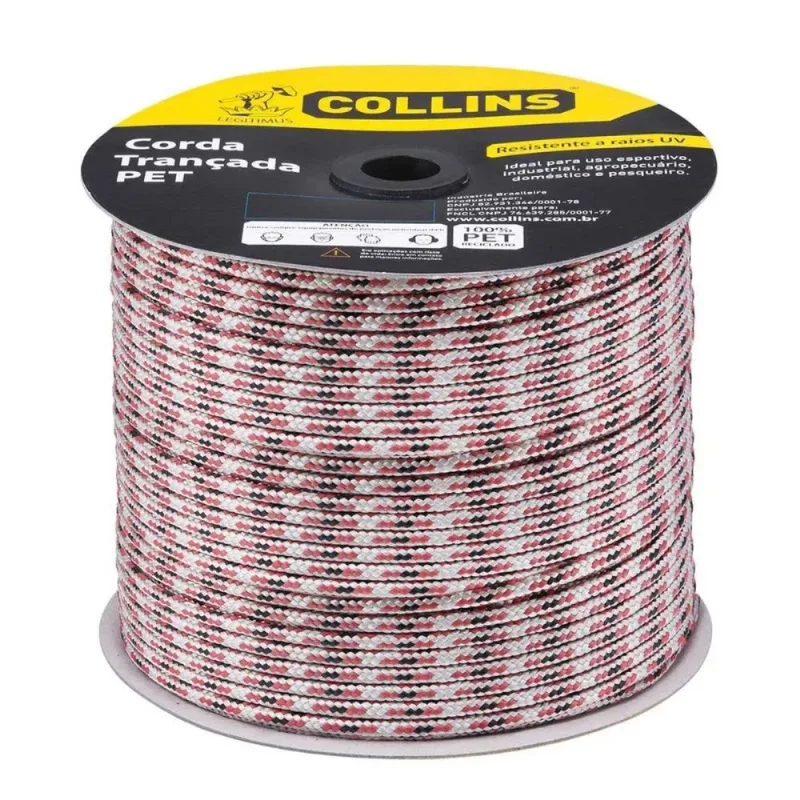 Corda Pet Trançada 8mm Colorida Collins Rolo 240m