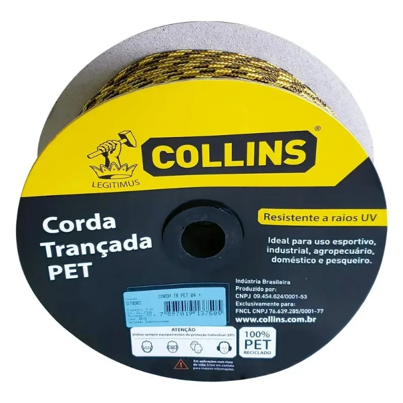 Corda Pet Trançada 4mm 217m Collins Poliéster UV 979902