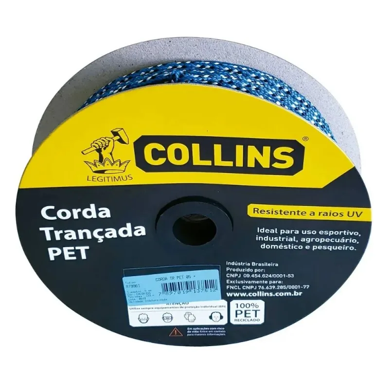 Corda Pet Trançada 5mm 133m 268 Kgf Collins Resistente