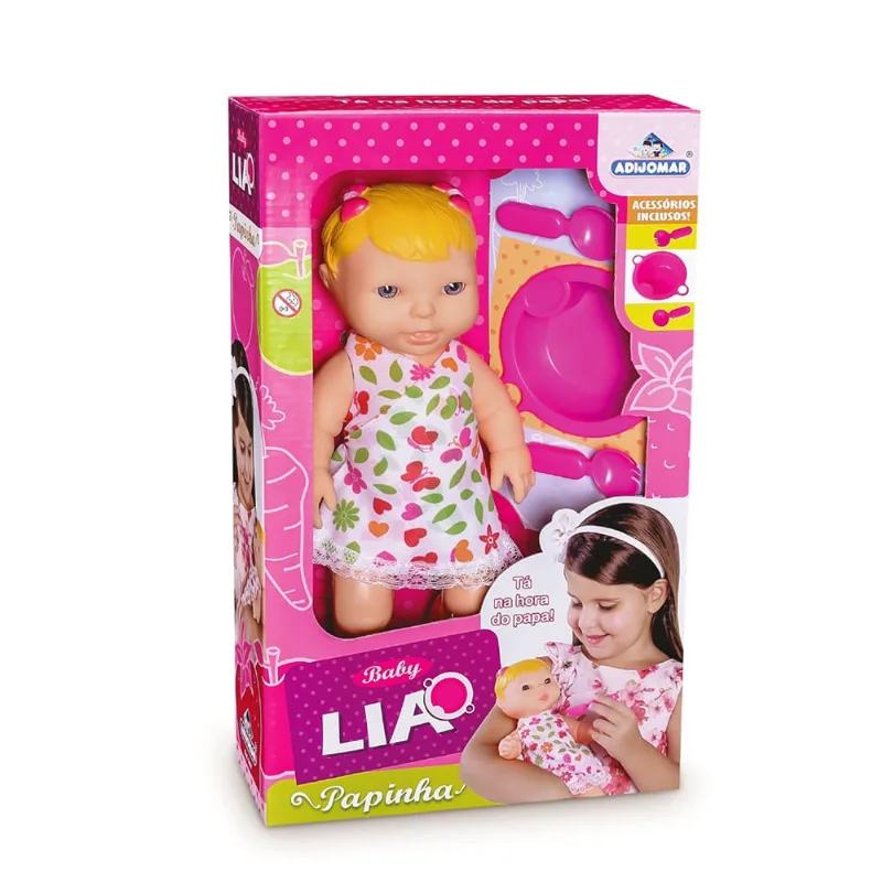 Boneca Bebê Baby Lia Papinha Com Acessórios - Adijomar