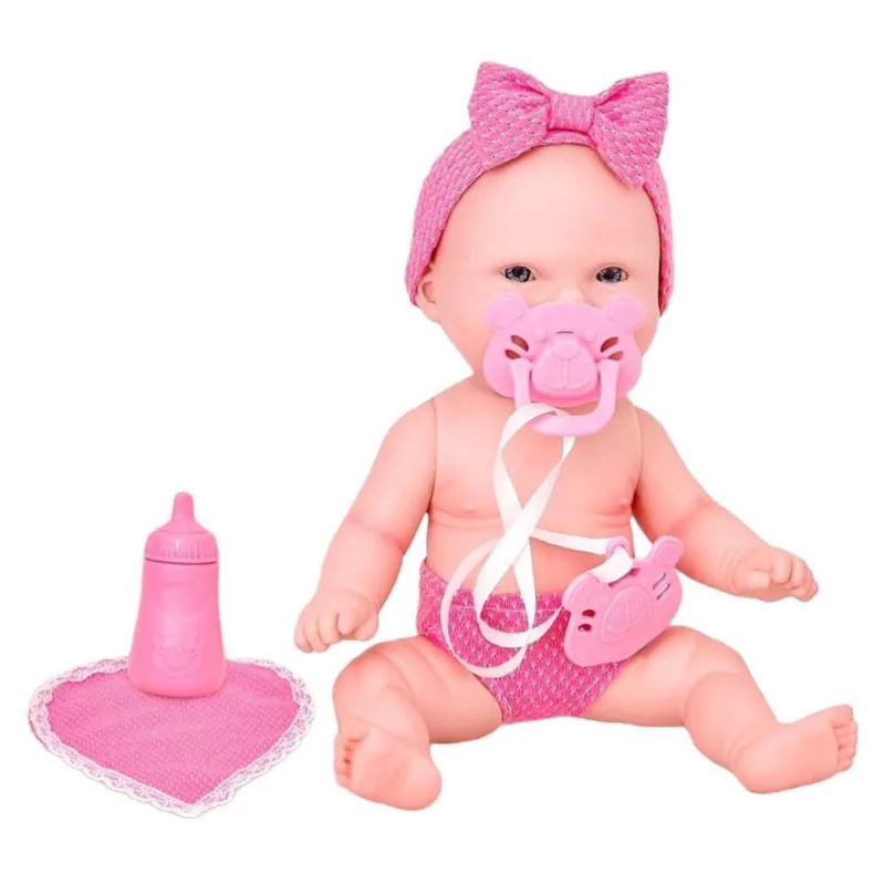Mini Bebê Reborn Chora Lágrima De Verdade Mamadeira Chupeta