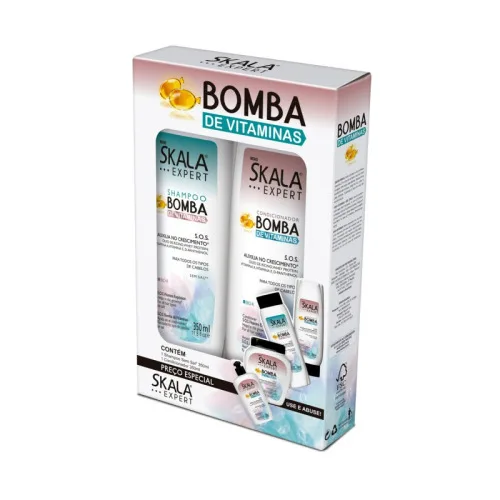 Kit Shampoo Condicionador 350ml Bomba Vitaminas Skala - SKALA - Higiene E Beleza