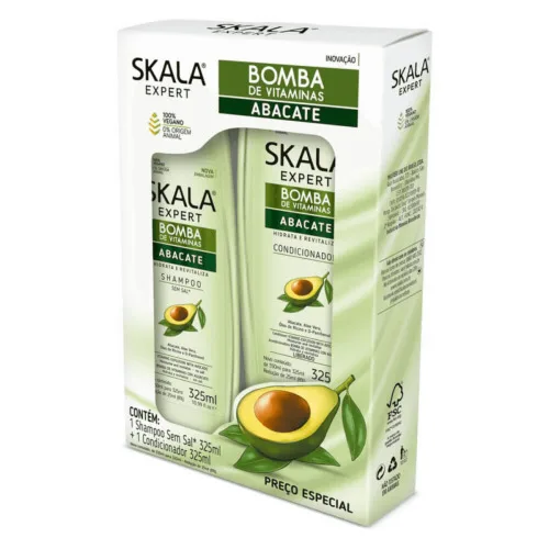 Kit Skala Shampoo Condicionador 325ml Bomba Vit Abacate - SKALA - Higiene E Beleza