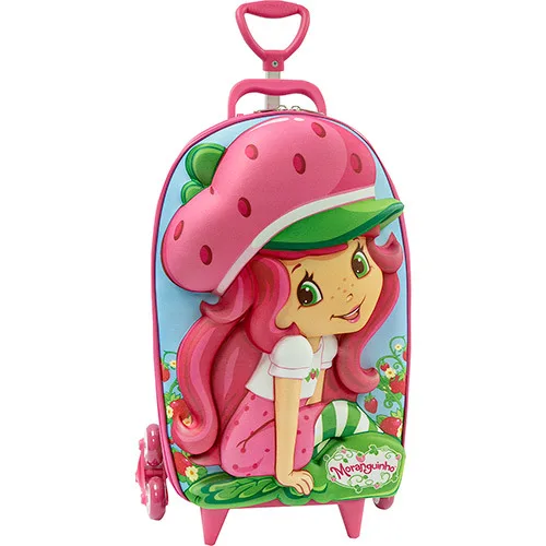 Mochila Infantil Com Rodinhas Moranguinho Rosa Max Toy - MAX TOY