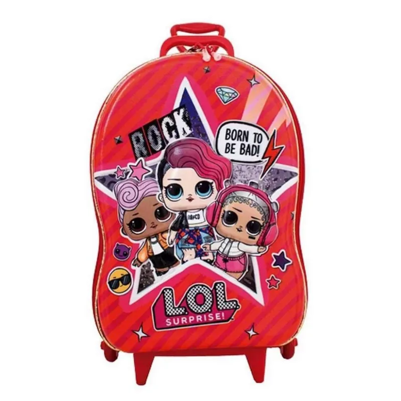 Mochila de Rodinhas 3D Maxtoy Lol MC Vermelho Único