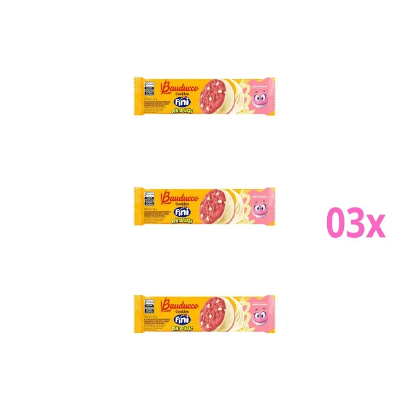 Biscoito Bauducco Fini Cookies Dentaduras 96 gramas - Kit com 03x
