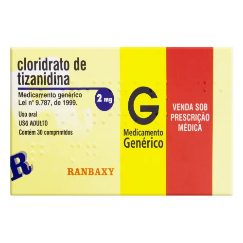 CLORIDRATO DE TIZANIDINA 2MG CAIXA 30 COMP - Cloridrato De Tizanidina