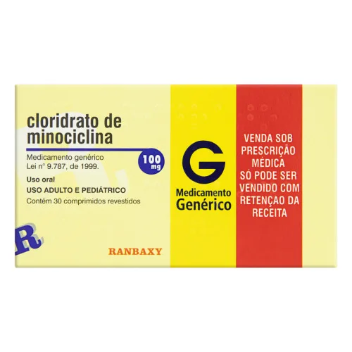 CLORIDRATO DE MINOCICLINA 100MG CAIXA 30 COMP - Cloridrato De Minociclina - Produtos Farmacêuticos