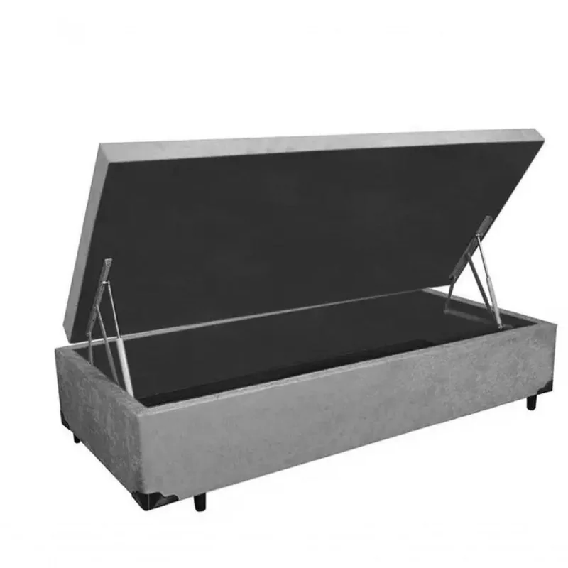 Cama Box Baú Solteiro Cinza Suede 88 X 188 - RR colchoes - Móveis