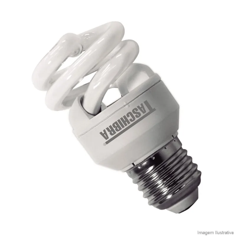 Lâmpada eletrônica fluorescente compacta espiral 7W 220V 6400K T2 Full Taschibra
