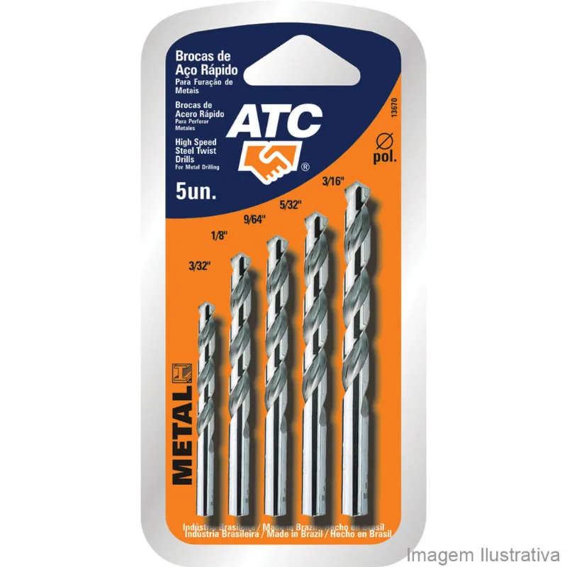 Broca para metal de aço temperado 2,38 - 4,76mm 5 peças Irwin