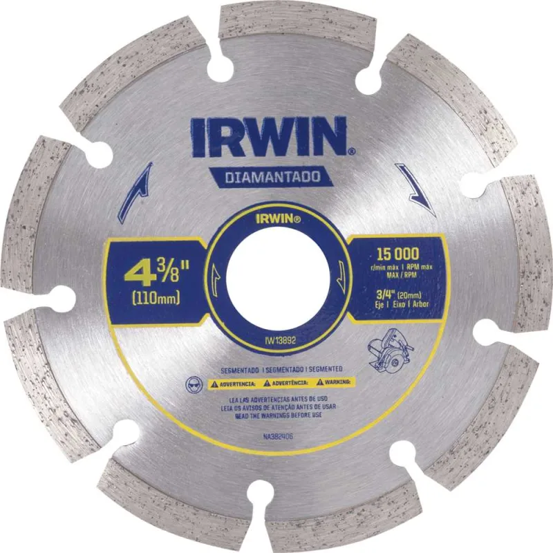 DISCO CORTE DIAMANTADO SEGMENTADO 110MM IRWIN - IRWIN - Abrasivos