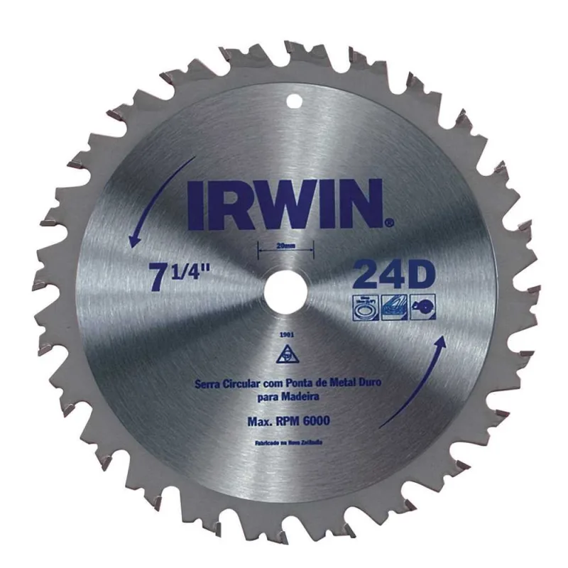 Lâmina de serra circular 184mm x 20mm 18 dentes metal duro/vídea - IRWIN - IRWIN