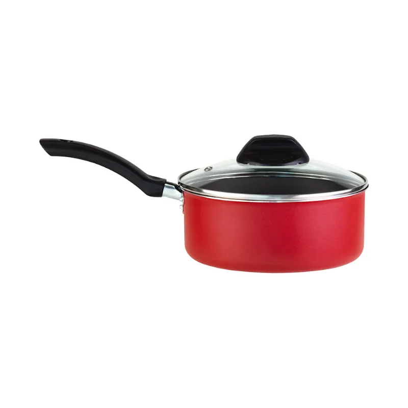 Panela De Alumínio Com Tampa De Vidro Enjoy 16Cm Vermelho - Alegrete