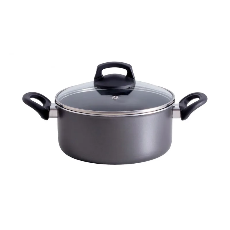 Caçarola Em Alumínio Com Tampa De Vidro Enjoy Cinza 22Cm - Alegrete - ALEGRETE