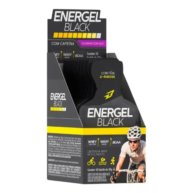 4010022 - Gel Energel Black Bodyaction 10 Sachês 30g Sabor Açai com Guaraná