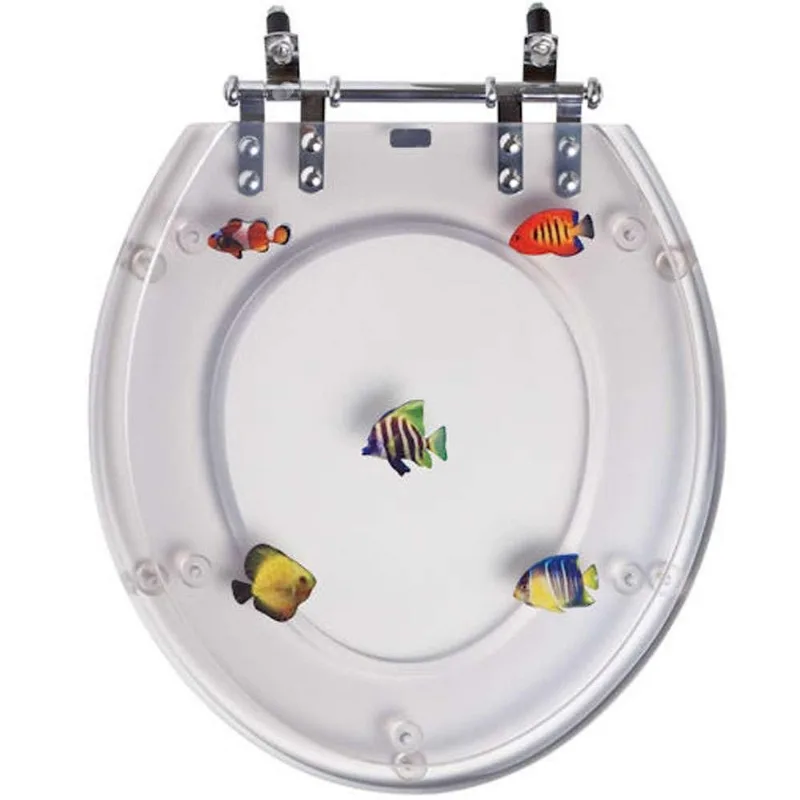 Assento Sanitario Poliester Decorado Peixe Ravena Para Vaso Deca