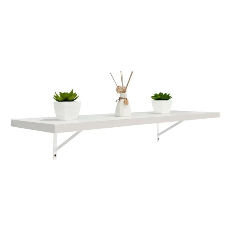 Prateleira Mão Francesa 90x20CM MDP Suporte Invisível Moderno Sala Branco Mercado das Prateleiras - OUTRAS