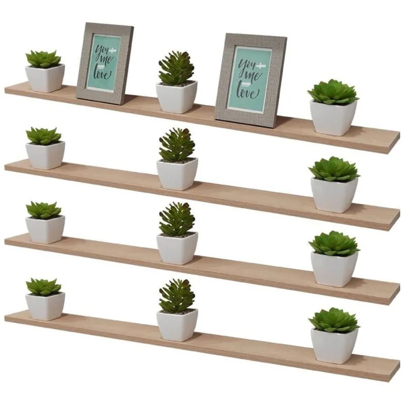 Prateleira Kit 4 80X15CM MDP Fixação Suporte Invisível Sala Rústico Bege Mercado das Prateleiras - OUTRAS - Agro
