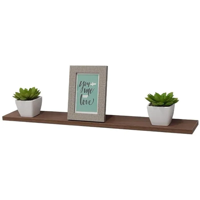 Prateleira 80 X 15cm Nogal MDP Fixação Embutir Suporte Invisível Organizador Marrom Mercado - OUTRAS - Agro
