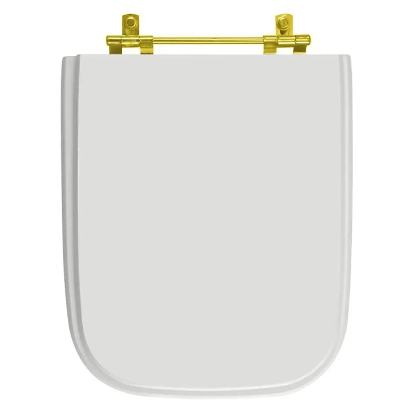 Assento Sanitário Tivoli Branco Para Vaso Ideal Standard Com Ferragem Dourada