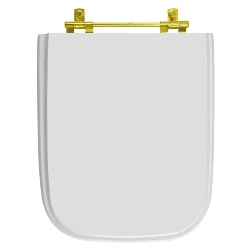 Assento Sanitário Tivoli Alongado MDF Fechamento Convencional Ferragem Dourada Branco Pontto Lavabo - Pontto Lavabo - Casa E Construção