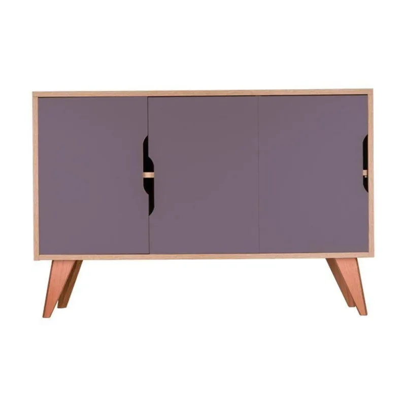 Aparador Murano Moderno 3 Portas MDP 115CM Carvalho e Cinza Claro Mercado das Prateleiras - OUTRAS - Móveis