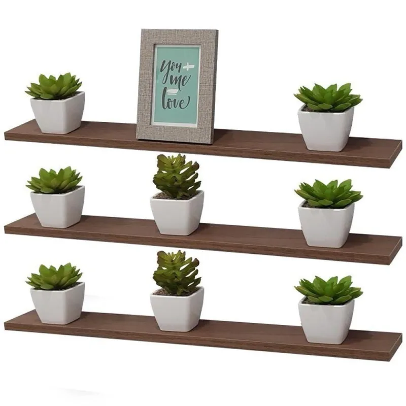 Prateleira Kit 3 70X20CM MDP Suporte Invisível Moderno Sala Marrom Mercado das Prateleiras - OUTRAS