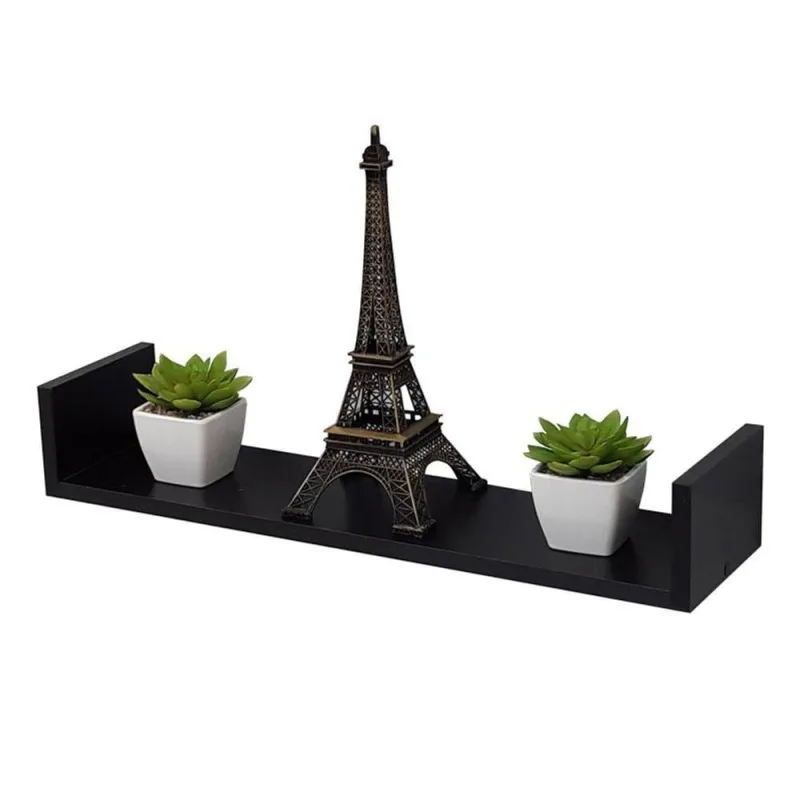 Prateleira U 70X20CM MDP Suporte Invisível Moderno Sala Preto Mercado das Prateleiras - OUTRAS - Agro