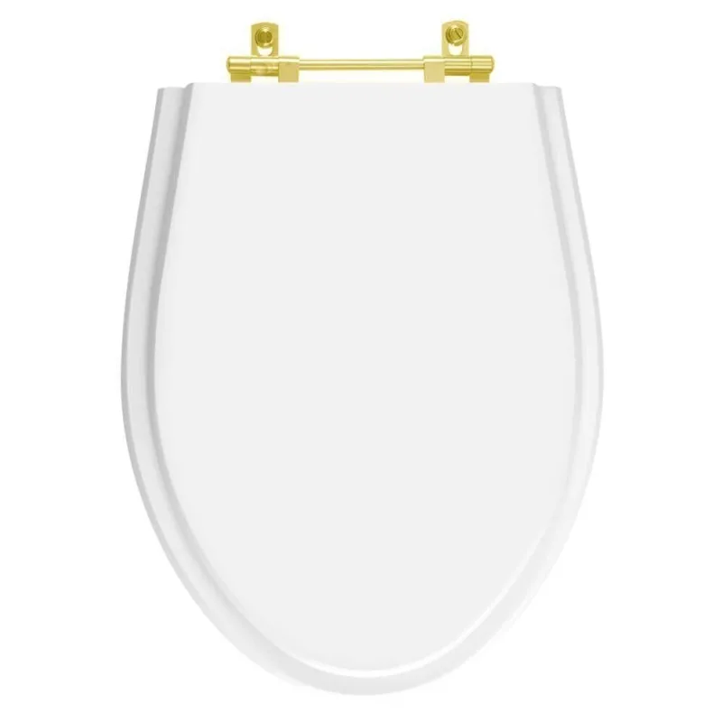 Assento Sanitário Absolute Alongado MDF Fechamento Convencional Ferragem Dourada Branco Pontto - OUTRAS - Casa E Construção