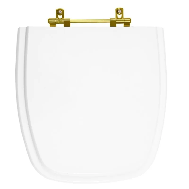 Tampa De Vaso Fit Branco Para Bacia Celite Com Ferragem Dourada