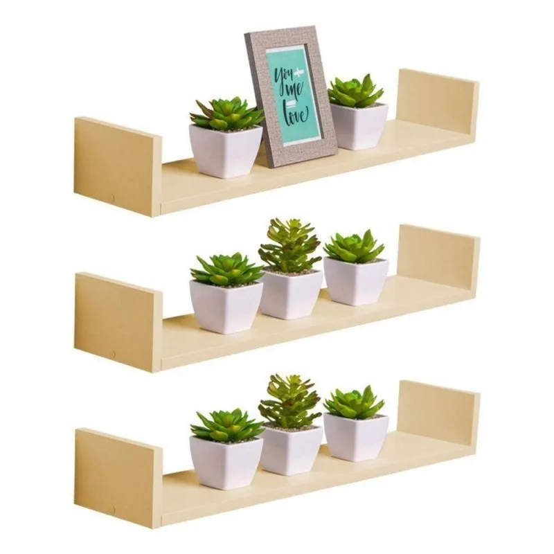 Prateleira Kit 3 Unidades 90X20CM MDP Suporte Invisível Organizador Sala Bege Claro Mercado - OUTRAS - Agro