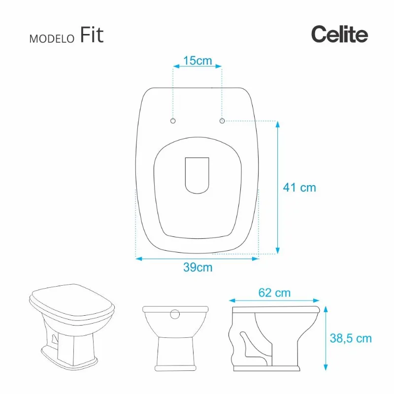 Assento Sanitario Poliester Decorado Borboleta Fit Preto Para Vaso Celite