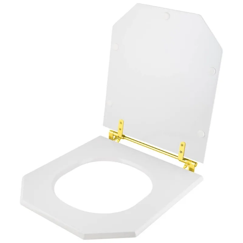 Tampa De Vaso Poliester Atrium Branco Para Bacia Incepa Com Ferragem Dourada