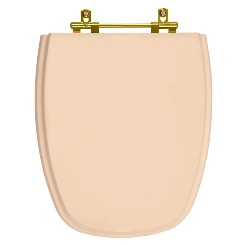 Tampa De Vaso Monte Carlo Rosa Floral Para Bacia Deca Com Ferragem Dourada