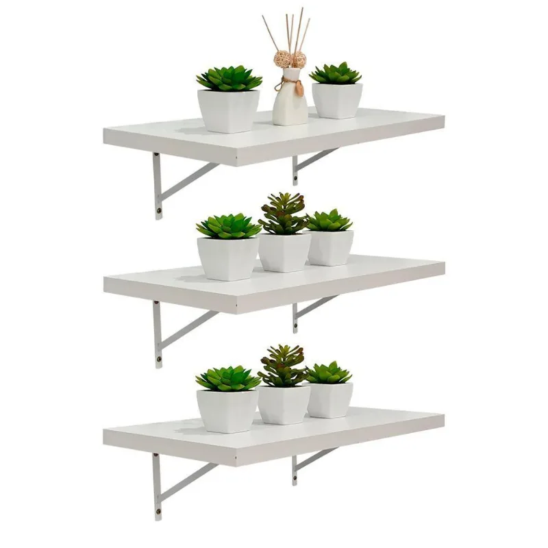 Prateleira Mão Francesa 40x30cm MDP Suporte Invisível Organizador Branco Mercado Das Prateleiras 3