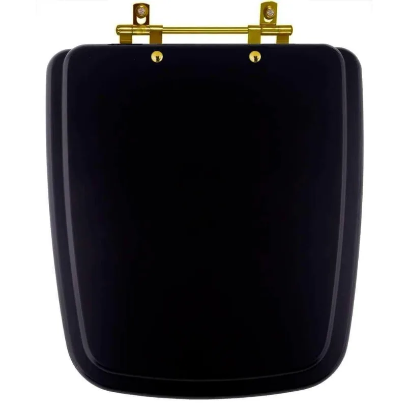 Tampa De Vaso Boss Matte Black Preto Fosco Para Bacia Incepa Com Ferragem Dourada