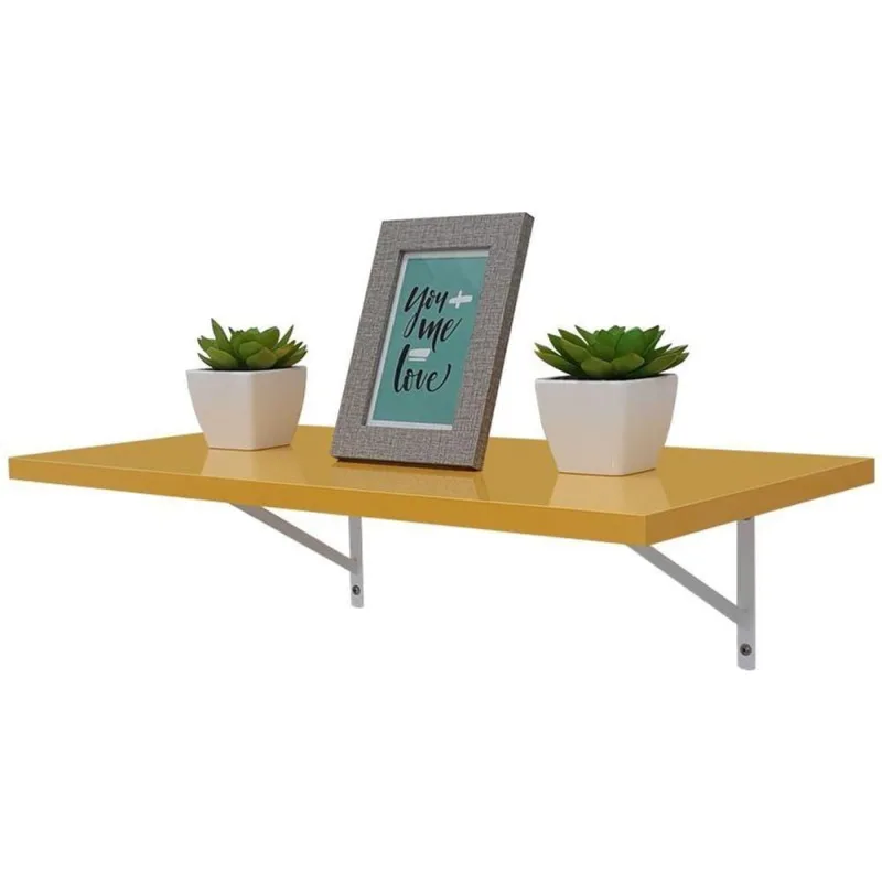 Prateleira com Mão Francesa 70x30CM MDP Fixação Parafuso Moderno Sala Amarelo Mercado - OUTRAS