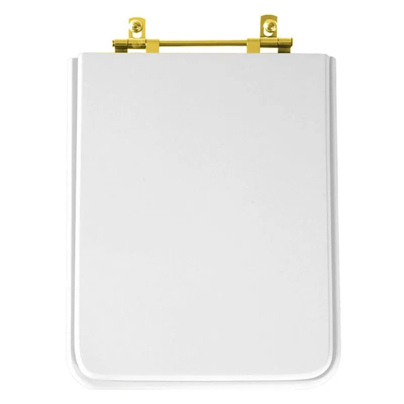 Tampa De Vaso Poliester Cubo Branco Para Bacia Deca Com Ferragem Dourada