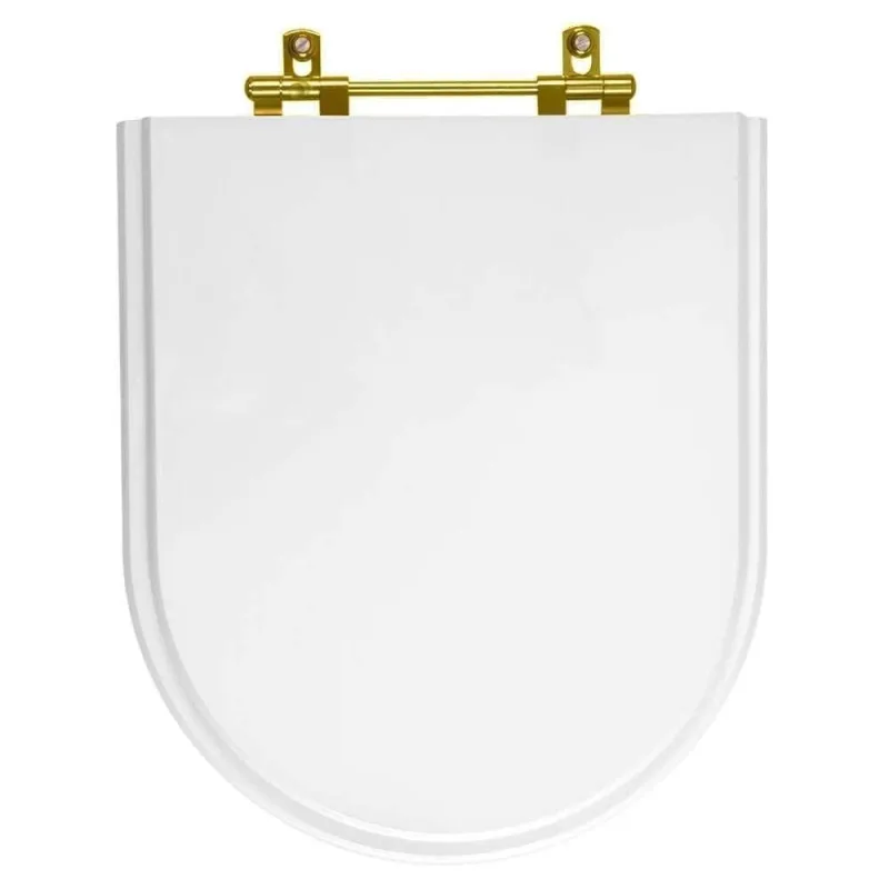 Assento Sanitário Duomo Plus Alongado MDF Fechamento Convencional Ferragem Dourada Branco Pontto - OUTRAS