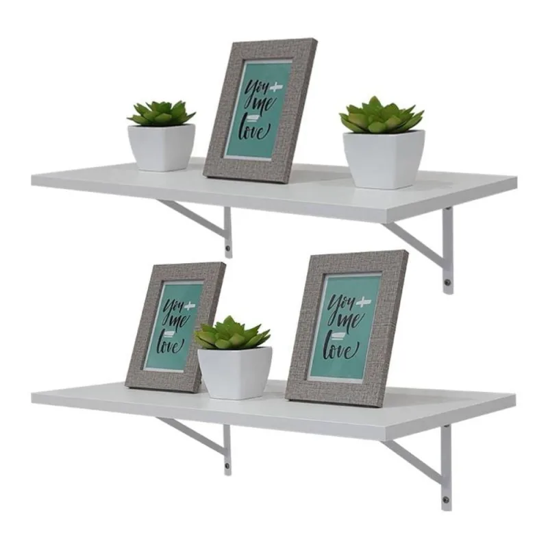 Prateleira Kit 2 70X30CM MDP Fixação Mão Francesa Organizador Moderno Sala Branco Mercado - OUTRAS