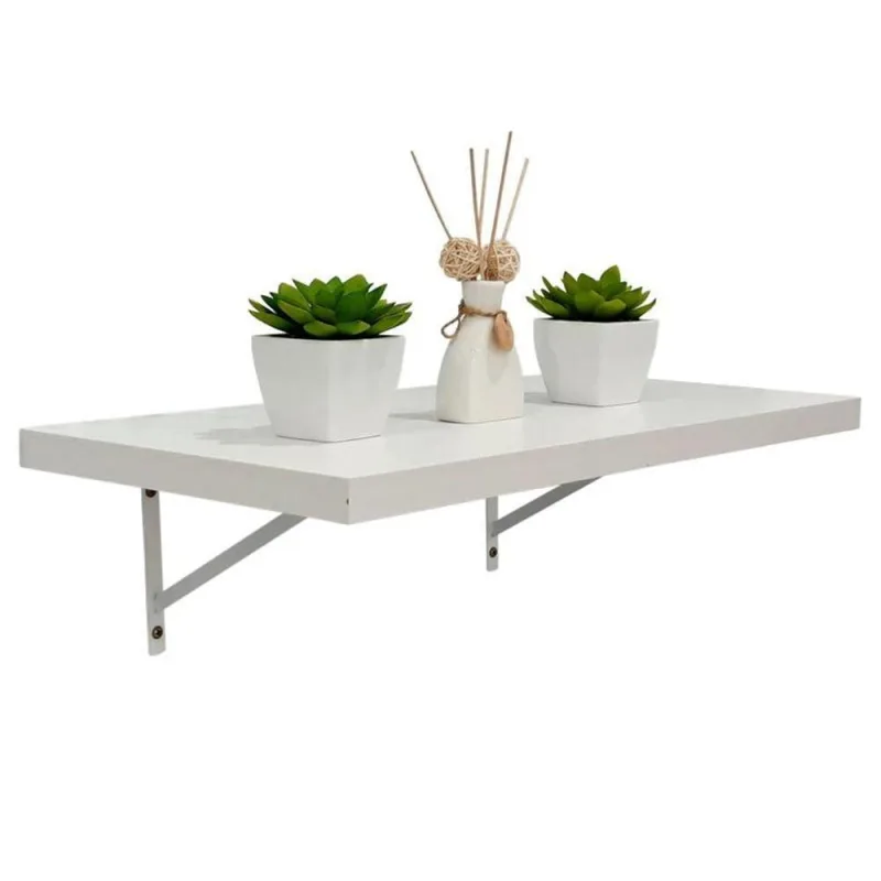Prateleira Mão Francesa 40X20CM MDP Suporte Invisível Moderno Sala Branco Mercado das Prateleiras - OUTRAS