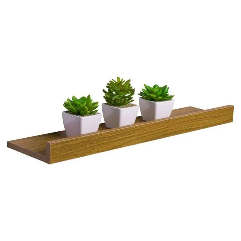 Prateleira Porta Quadros 80X15CM MDP Suporte Invisível Moderno Sala Marrom Mercado das Prateleiras - OUTRAS