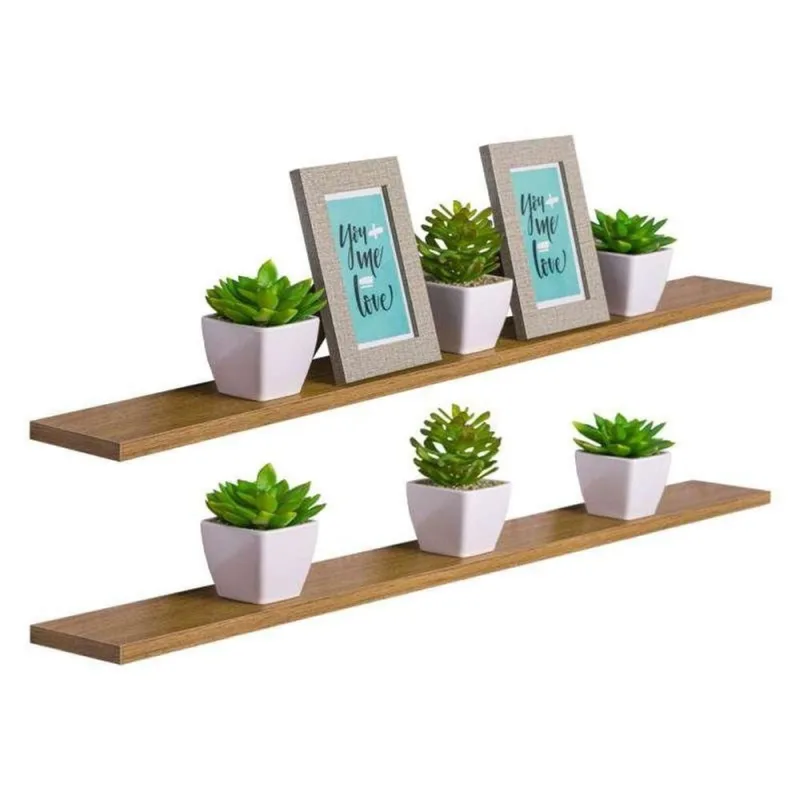 Prateleira Kit 2 80X15CM MDP Suporte Invisível Sala Moderno Marrom Mercado das Prateleiras - OUTRAS - Agro