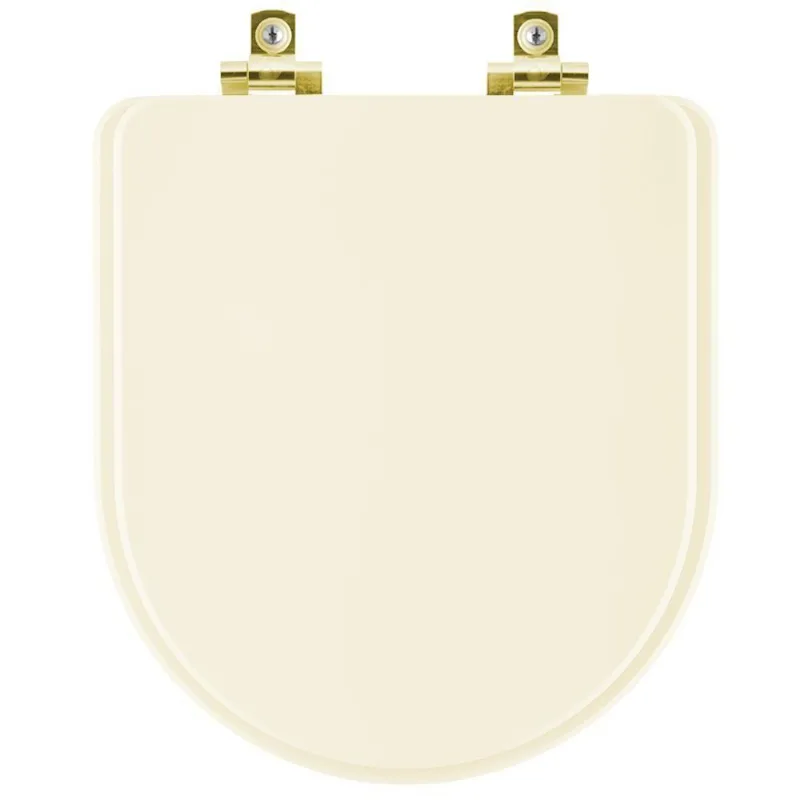 Assento Sanitário Soft Close Carrara Creme Para Vaso Deca Com Ferragem Dourada