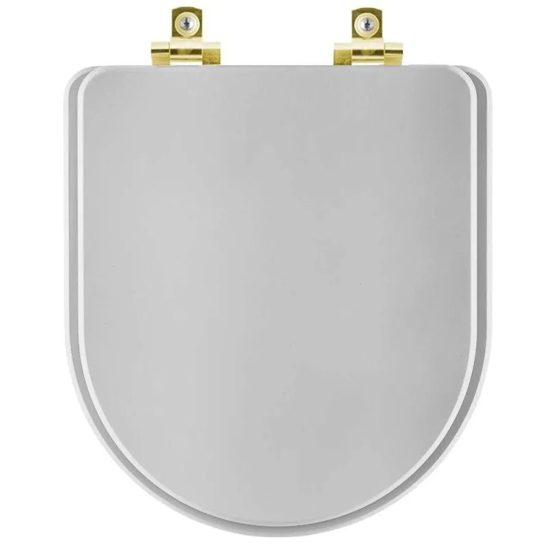 Assento Sanitário Soft Close Carrara Cinza Real Para Vaso Deca Com Ferragem Dourada - OUTRAS - Casa E Construção