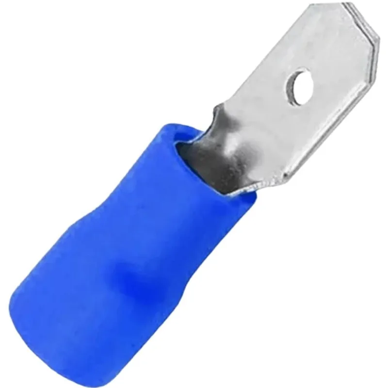 Terminal Macho isolado 6,3mm com 20 unidades azul A.Santos