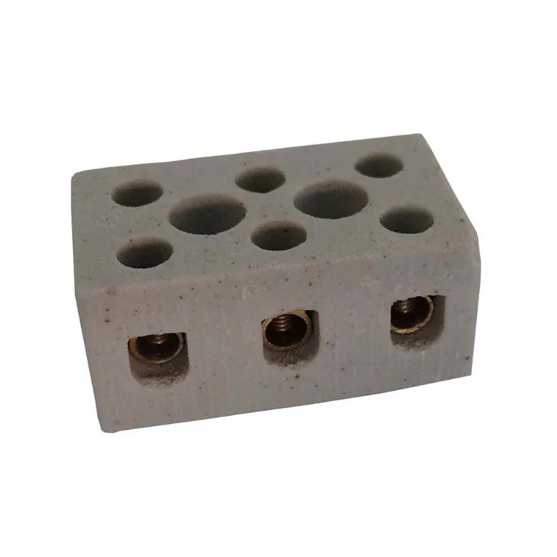Conector de Porcelana Tripolar 25A 10mm2 Branco Aplicações de Alta Tensão Asantos