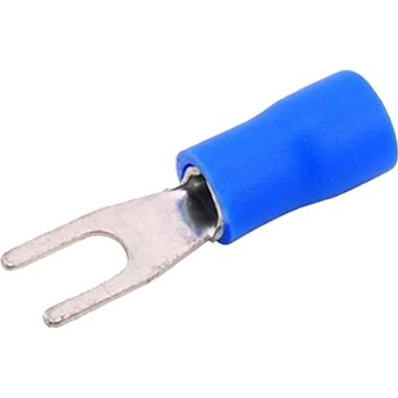 Terminal Forquilha Alta Condutibilidade e Resistência Para Cabos Rígidos e Flexíveis 4,3mm Azul 20 peças Asantos