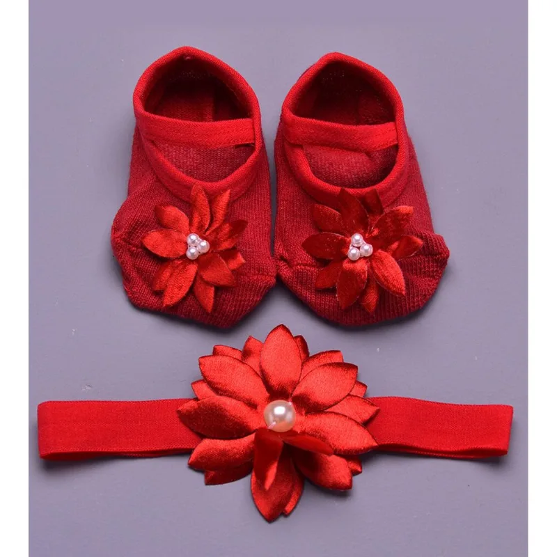 Kit Meia Sapatilha e Tiara Flor - A0221/VM Vermelho - 17 a 20